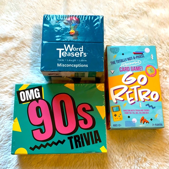 3 New card games Go Retro 90’s Trivia Word Teasers